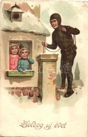 * T2/T3 Boldog Újévet! / New Year Greeting Art Postcard With Chimney Sweeper. EAS 958. Litho  (EK) - Unclassified