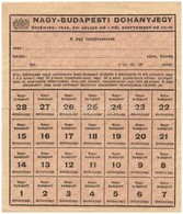 1946. 'Nagy-Budapesti Dohányjegy' Vízjeles Papíron, Kitöltetlen, Teljes Szelvényívvel T:II - Non Classés