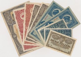 1920-1923. 10db-os Vegyes Korona Bankjegy Tétel T:I-,III - Unclassified