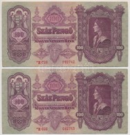 1930. 100P (2x) Közeli Sorszámok, Csillagos Sorozatszám T:II,III - Unclassified