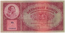 Csehszlovákia 1929. 50K 'SPECIMEN (MINTA)' Perforációval és Nyomdai Papírránccal T:I- 
Czechoslovakia 1929. 50 Korun Wit - Unclassified