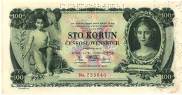 Csehszlovákia 1931. 100K 'SPECIMEN (MINTA)' Lyukasztással, Nyomdai Papírráncokkal T:I 
Czechoslovakia 1931. 100 Korun 'S - Unclassified