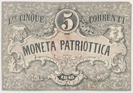 Olasz Államok / Velence / Moneta Patriottica 1848. 5L Hátoldalon Bélyegzéssel T:III Kis Ly.
Italian States / Venice / Mo - Ohne Zuordnung