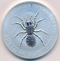 Ausztrália 2015. 1$ Ag 'II. Erzsébet / Ausztrál Tölcsérhálós Pók' (1oz/0.999) T:BU Australia 2015. 1 Dollar Ag 'Elisabet - Ohne Zuordnung