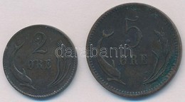 Dánia 1874CS 2ö Br + 5ö Br T:2-
Denmark 1874CS 2 Ore Br + 5 Ore Br C:VF - Non Classés