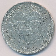 Kolumbia 1879. 50c Ag (11,37g) T:3
Columbia 1879. 50 Centavos Ag (11,37g) C:F
Krause KM#177.1 - Unclassified