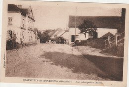 BEAUMOTTE LES MONTBOZON   70  HAUTE SAONE   CPA  SEPIA   RUE PRINCIPALE ET MAIRIE - Sonstige & Ohne Zuordnung