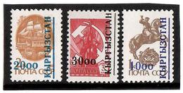 Kyrgyzstan.1993 Ovpt 3v: "Kyrgyzstan 10.oo,20.oo,30.oo"on 1k,2k,3k  Michel # 13-15 - Kirgisistan