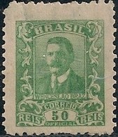 BRAZIL - OFFICIAL: WENCESLAU BRAZ (50 RÉIS, GREEN) 1919 - MH - Service