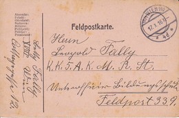 Feldpostkarte Wien Nach K.k. 5. A.K.M.R.St. Feldpost 339 - 1916 (38782) - Briefe U. Dokumente