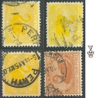 Australie, WA, Wmk Vcrown, 2 Pence (3 Shades Of Yellow) & 4 Pence  - Black Swan Cygne - Used Stamps