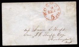 A5794) US Cover Boston Cancel 5 Cents Red - …-1845 Prefilatelia