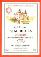 étiquette Magnum Vin De Cahors Chateau De Mercuès 1990 Georges Vigouroux à Mercuès - 150cl - Cahors