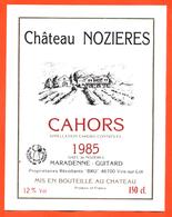 étiquette Magnum Vin De Cahors Chateau Nozières 1985 Maradenne à Vire Sur Lot - 150cl - Cahors