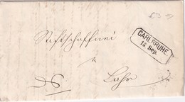 BADE 1865 LETTRE DE CARLSRUHE AVEC GR.BAD.BAHNPOST POUR LAHR - Briefe U. Dokumente