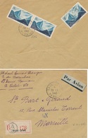 REUNION Lettre RECOMMANDÉE AVION OBL " SAINT-DENIS 304/48 " > MARSEILLE AFFRT N° 276 X 3 - Lettres & Documents