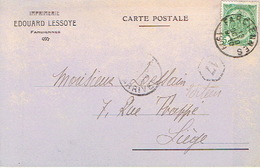 Carte Postale Publicitaire FARCIENNE 1909 - Entête Imprimerie EDOUARD LESSOYE à FARCIENNES - Farciennes