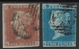 GREAT BRITAIN 1841 / 1p, 2p USED, Unif. 3/4 - Usados