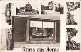 Gruß Aus HERNE Bahnhof Oberrealschule Schaufenster Ladenansicht Original Private Fotokarte Ungelaufen - Herne