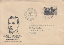 Enveloppe FDC  1er  Jour    FINLANDE   Centenaire  Naissance  De  Albert  EDELFELT   1954 - FDC