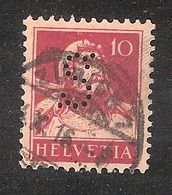 Perfin/perforé/lochung Switzerland No YT138 1914 William Tell   S   "Schweiz" Allgemeine Versicherungs-AG Zurich - Perforadas