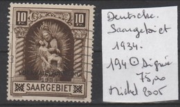 TIMBRES D ALLEMAGNE OBLITEREES   ( SAARGEBIET )  1934    Nr  194 ° SIGNEE  COTE   75   € - Gebraucht