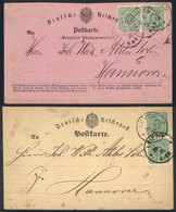 GERMANY: 2 Postcards Used In 1875 And 1876, Each Franked By Pair Michel 31, Excellent Quality! - Sonstige & Ohne Zuordnung