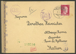 GERMANY: Cover Sent From Müllnern To Italy On 8/MAY/1943 Franked With 12Pg., With Several Interesting Censor Marks, VF! - Otros & Sin Clasificación