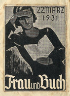 GERMANY: Woman And Book (Frau Und Buch), 22 March 1931, Rare Cinderella Affixed On Back Of A Cover Sent From Leipzig To  - Sonstige & Ohne Zuordnung