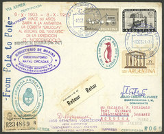 ARGENTINE ANTARCTICA (ORKNEY ISLANDS): MAIL SENT FROM SOUTH POLE TO NORTH POLE: Cover Sent From Islas Orcadas Base To LO - Otros & Sin Clasificación