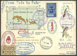 ARGENTINE ANTARCTICA (ORKNEY ISLANDS): MAIL SENT FROM SOUTH POLE TO NORTH POLE: Cover Sent From Orcadas Base To Jan Maye - Sonstige & Ohne Zuordnung