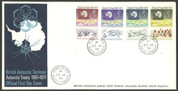 BRITISH ANTARCTIC TERRITORY: Sc.39/42, 1971 Antarctic Treaty 10 Years, Cmpl. Set Of 4 Values On FDC Covers With Cancel O - Storia Postale