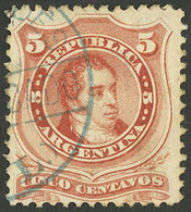 ARGENTINA: GJ.38, With Blue Circular MERCEDES - S. L. - CERTIFICADO Cancel, VF Quality, Very Rare!" - Autres & Non Classés