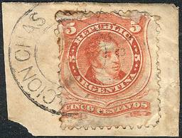 ARGENTINA: GJ.38, On Fragment With The Extremely Rare ESTACION CHAS Cancel, Minor Defects, Few Known! - Otros & Sin Clasificación