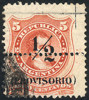 ARGENTINA: GJ.57, With Interesting GUIDE CROSS Mark Of The Overprint At Top Right, Rare! - Other & Unclassified