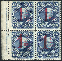 ARGENTINA: GJ.74, MNH Block Of 4 With Sheet Margin, Superb, Extremely Rare! With Aberto Solari Certificate - Other & Unclassified