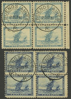 ARGENTINA: GJ.135/136, 1892 Discovery Of America 400 Years, Cmpl. Set Of 2 Values In Blocks Of 4 Cancelled Buenos Aires  - Autres & Non Classés