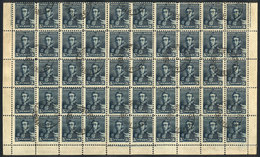 ARGENTINA: GJ.151, 1892 5P. San Martín, Large Used Block Of 50 Stamps (lower Half Of The Sheet), Excellent Quality! - Sonstige & Ohne Zuordnung