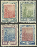 ARGENTINA: GJ.359/362, The 4 High Values Of The Plowman Issue, Mint Very Lightly Hinged, Excellent Quality! - Autres & Non Classés