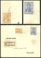 ARGENTINA: GJ.407CA, 1916 1c. Horiz Honeycomb Wmk And Compound Perforation WITH LABEL AT TOP + GJ.415 On A Registered Co - Otros & Sin Clasificación