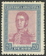 ARGENTINA: GJ.455, 1917 20P. San Martín, Mint Lightly Hinged, VF Quality! - Other & Unclassified
