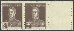 ARGENTINA: GJ.596CD, 1924 2c. San Martín W/o Period, WITH LABEL AT RIGHT, Superb, Rare! - Otros & Sin Clasificación