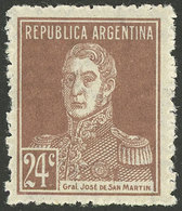 ARGENTINA: GJ.610, 1924 24c. San Martín PERFORATION 13½, MNH (+50%), Excellent And Very Rare! - Other & Unclassified