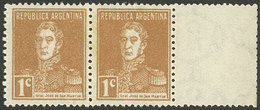 ARGENTINA: GJ.627CD, 1927 1c. San Martín With AP Wmk WITH LABEL AT RIGHT, Very Rare, VF Quality! - Other & Unclassified