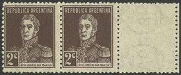 ARGENTINA: GJ.634CD, 1927 2c. San Martín With AP Wmk And THIN PAPER, With LABEL AT RIGHT, Very Rare, VF Quality! - Andere & Zonder Classificatie