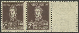 ARGENTINA: GJ.634CD, 1927 2c. San Martín With AP Wmk And THIN PAPER, With LABEL AT RIGHT, Very Rare, VF Quality! - Altri & Non Classificati