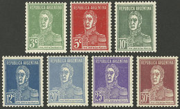 ARGENTINA: GJ.708/714, 1931 San Martín TYPOGRAPHED, Cmpl. Set Of 7 Values, Mint, VF Quality! - Other & Unclassified