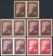 ARGENTINA: GJ.961, 1948 Commemoration Of October 17, Trial Color PROOFS: 3 Pairs On Opaque Paper And 2 Pairs On Glazed P - Other & Unclassified