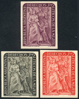 ARGENTINA: GJ.1001, 1951 Women's Political Rights, PROOFS On Ordinary Paper, In The 3 Known Colors, VF Quality! - Autres & Non Classés