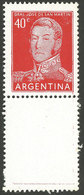 ARGENTINA: GJ.1039CJ, 1954/7 40c. San Martín Typographed On Chalky Paper, WITH LABEL BELOW, Excellent Quality, Very Rare - Sonstige & Ohne Zuordnung